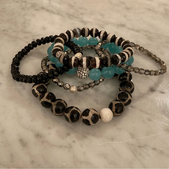 🔸NWT🔸 Agate and Amazonite Gemstone Beaded Bracelet Set - Picture 10 of 16